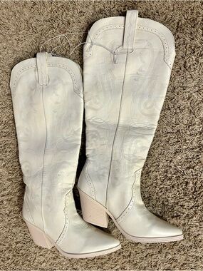 Source Unknown Cream Over-the-Knee Western Boots